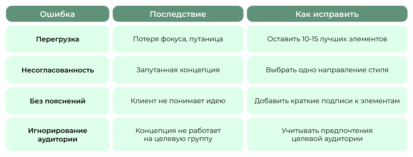 Ошибки при использовании мудборда Ошибки при использовании мудборда